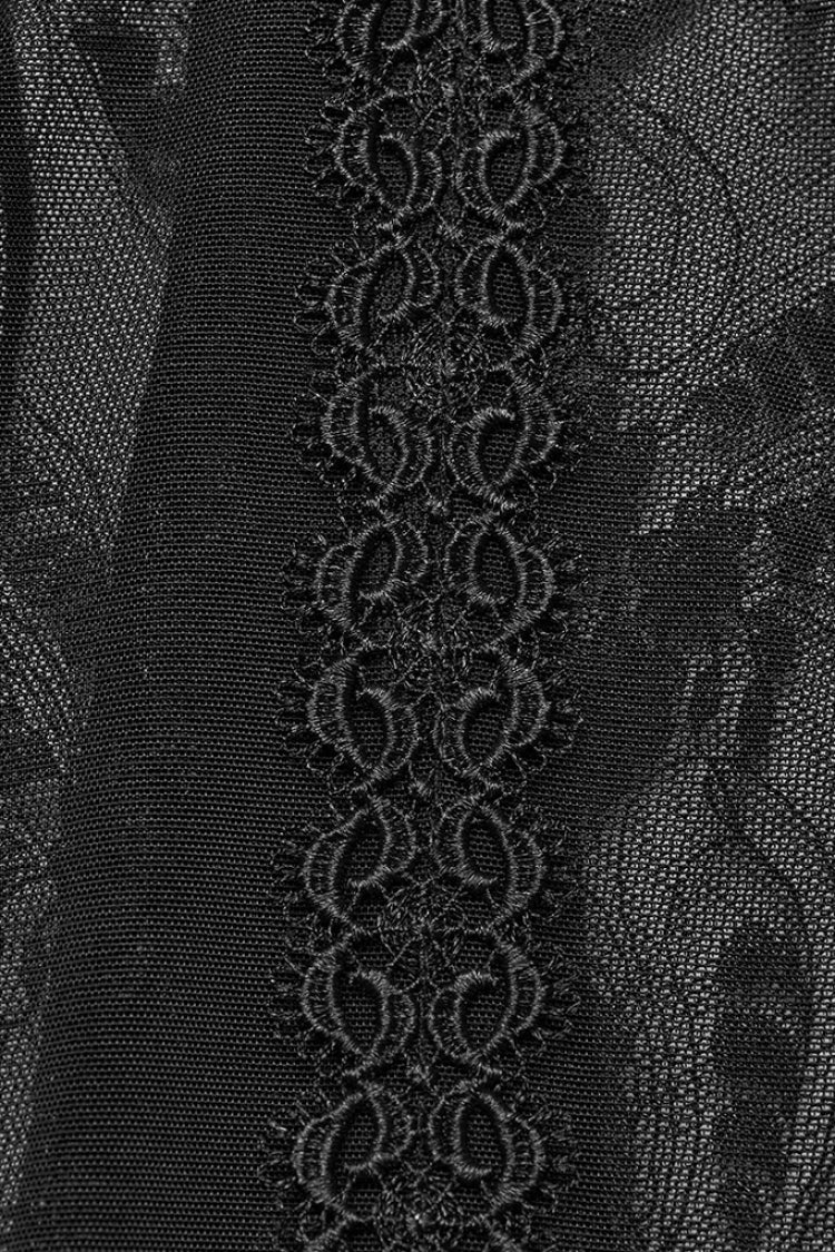 Ruffled Lolita Skirt - Lace Sheer Wrapped Hip, Black, Women's Style, Lace Trim - additional product view 7