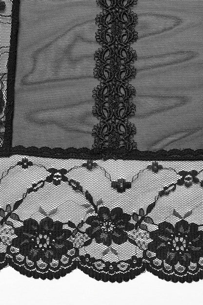 Ruffled Lolita Skirt - Lace Sheer Wrapped Hip, Black, Women's Style, Lace Trim - additional product view 9