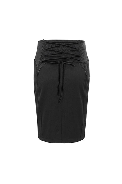 Ruffled Lolita Skirt - Lace Up Floral Embroidered, Black, Zipper Detail, Women's Style - additional product view 9