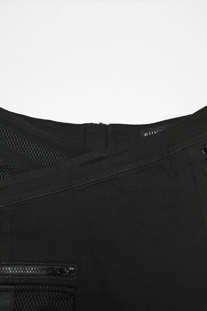 Ruffled Lolita Skirt - Lace-up Slim Asymmetric Zippered, Black, Zipper Detail, Lace Trim - additional product view 7