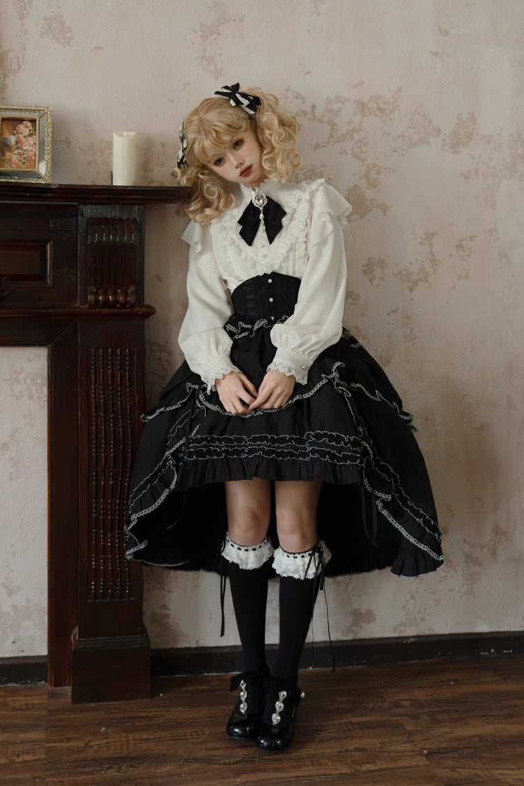 Ruffled Lolita Skirt - Late Night Castle Print, Black, Printed, Gothic Style, Ruffled - additional product view 3