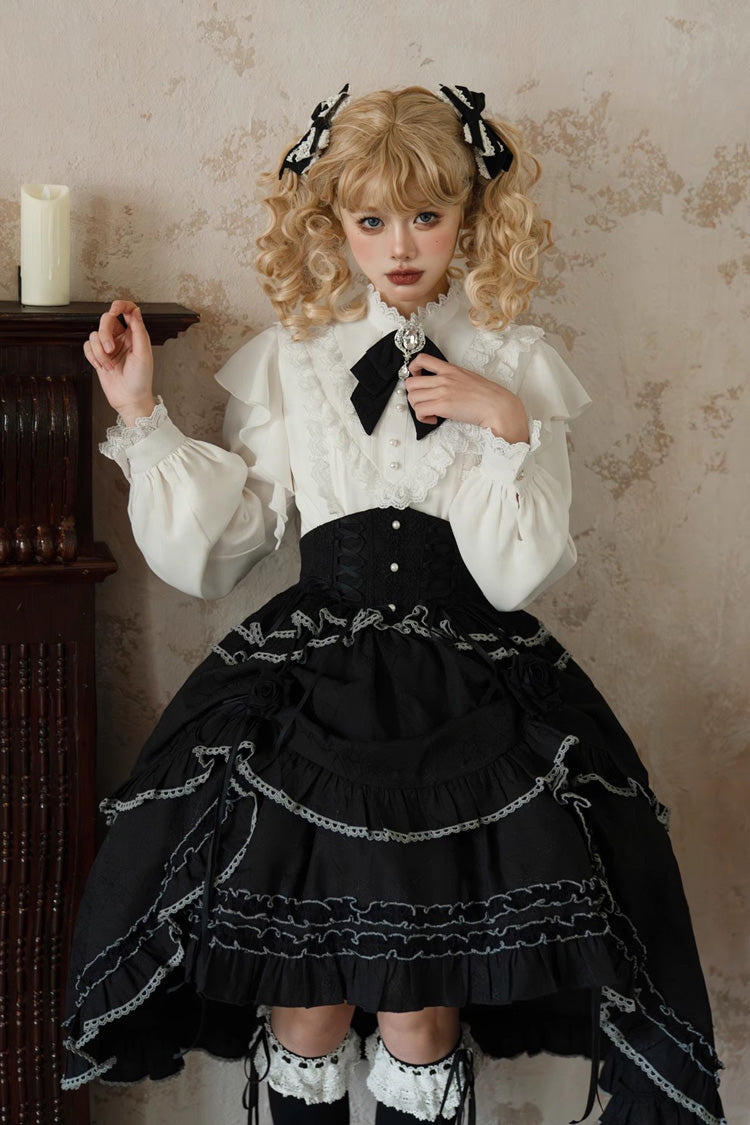 Ruffled Lolita Skirt - Late Night Castle Print, Black, Printed, Gothic Style, Ruffled - additional product view 7