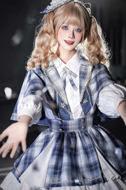 Ruffled Lolita Skirt - Little Starlight Idol, Blue, Long Sleeves, Sweet Style, Bow Detail - additional product view 3