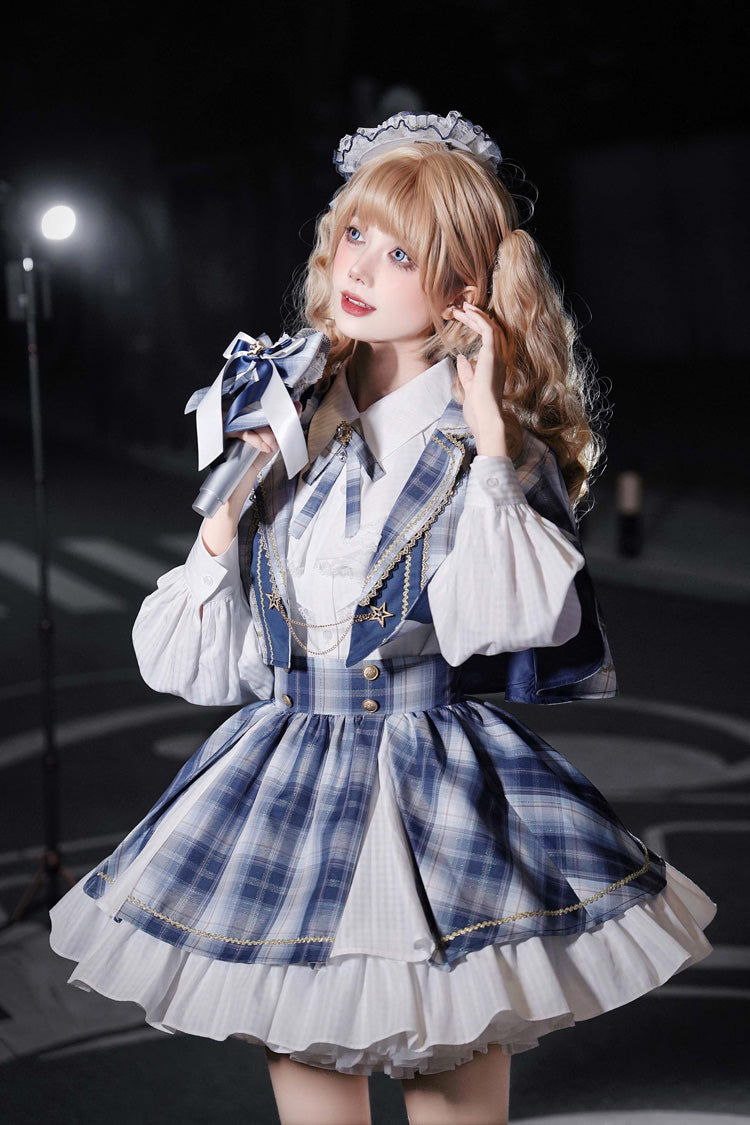 Ruffled Lolita Skirt - Little Starlight Idol, Blue, Long Sleeves, Sweet Style, Bow Detail - additional product view 5