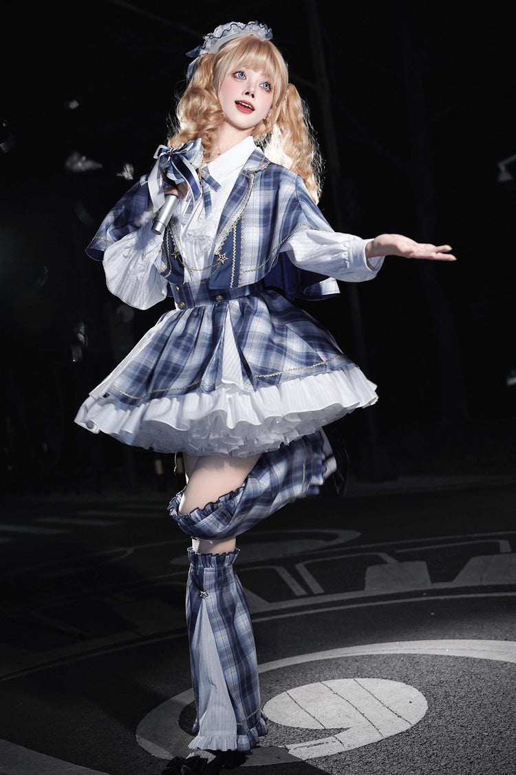 Ruffled Lolita Skirt - Little Starlight Idol, Blue, Long Sleeves, Sweet Style, Bow Detail - additional product view 10