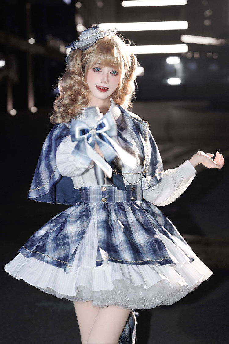 Ruffled Lolita Skirt - Little Starlight Idol, Blue, Long Sleeves, Sweet Style, Bow Detail - additional product view 11