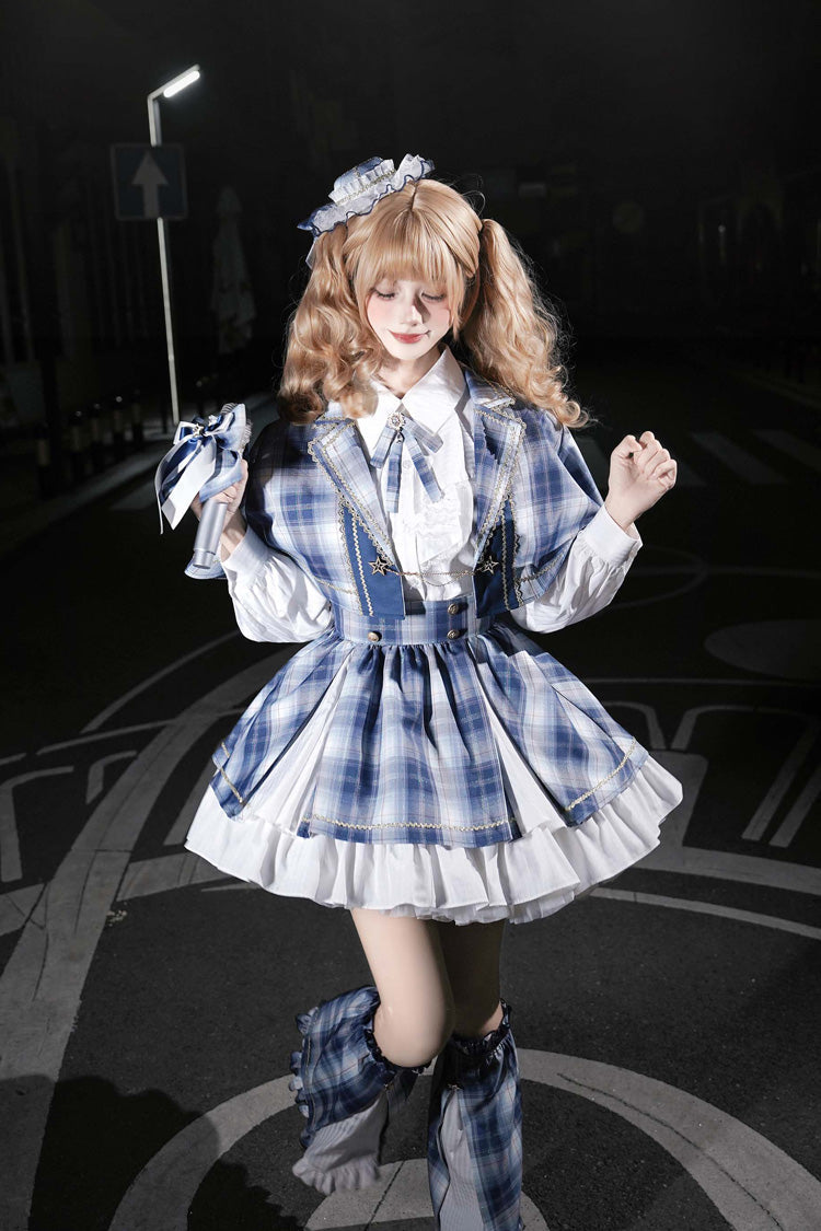 Ruffled Lolita Skirt - Little Starlight Idol, Blue, Long Sleeves, Sweet Style, Bow Detail - additional product view 13