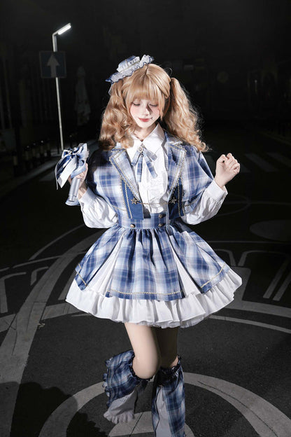 Ruffled Lolita Skirt - Little Starlight Idol, Blue, Long Sleeves, Sweet Style, Bow Detail - additional product view 13