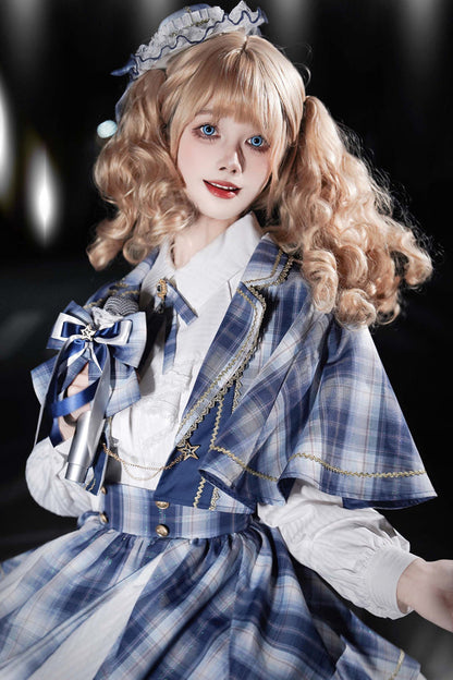 Ruffled Lolita Skirt - Little Starlight Idol, Blue, Long Sleeves, Sweet Style, Bow Detail - additional product view 14