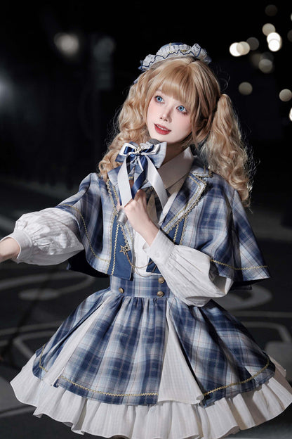 Ruffled Lolita Skirt - Little Starlight Idol, Blue, Long Sleeves, Sweet Style, Bow Detail - additional product view 18