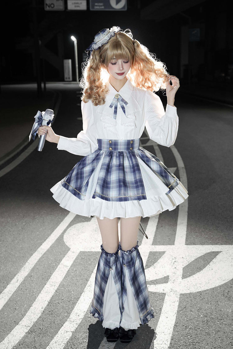 Ruffled Lolita Skirt - Little Starlight Idol, Blue, Long Sleeves, Sweet Style, Bow Detail - additional product view 19