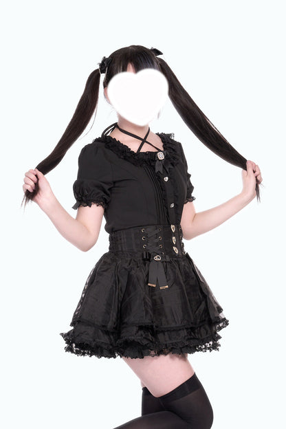 Ruffled Lolita Skirt - Love Hanabi, 5 Colors, Sweet Style, Bow Detail, Lace Trim - additional product view 3