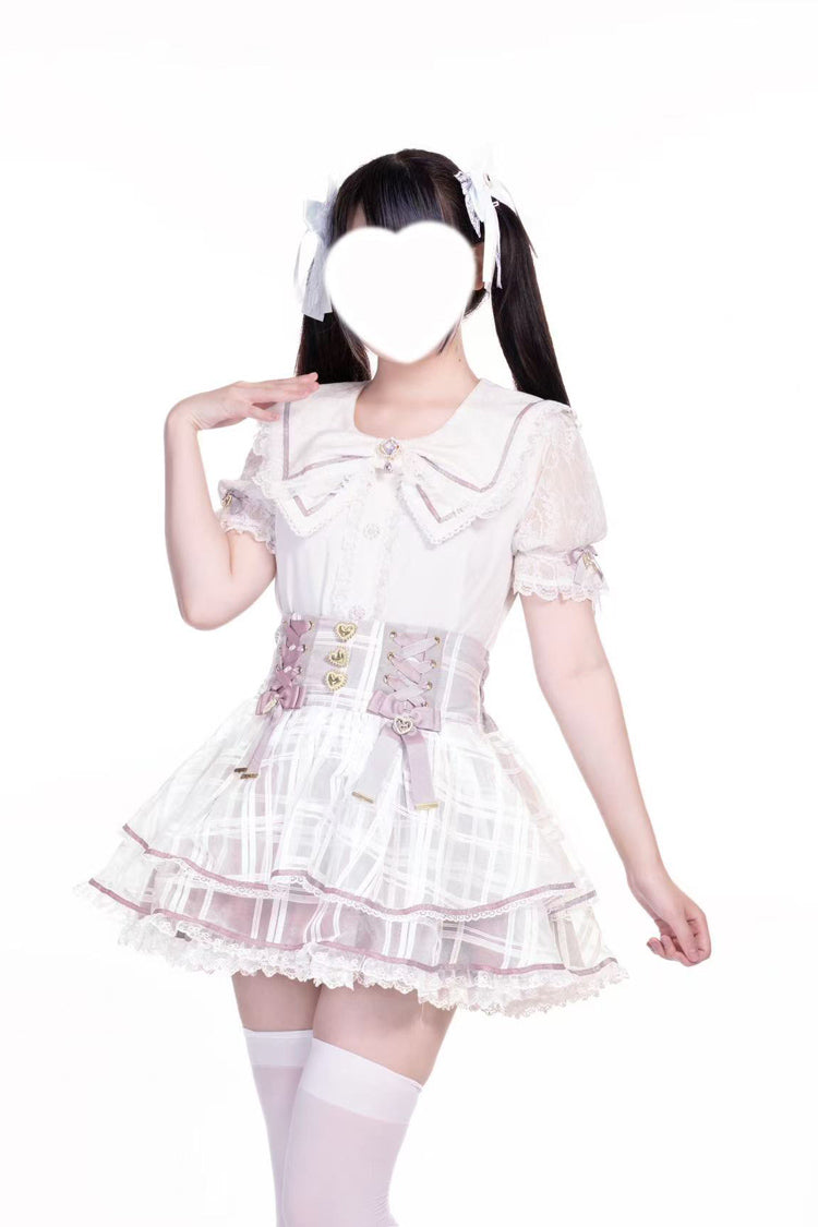 Ruffled Lolita Skirt - Love Hanabi, 5 Colors, Sweet Style, Bow Detail, Lace Trim - S Pink / M Pink / L Pink option