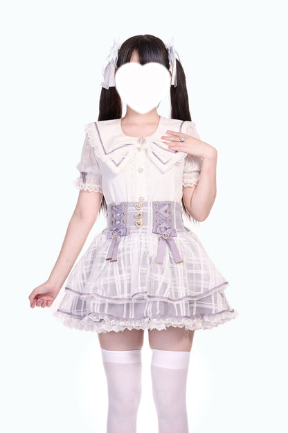 Ruffled Lolita Skirt - Love Hanabi, 5 Colors, Sweet Style, Bow Detail, Lace Trim - S Purple / M Purple / L Purple option
