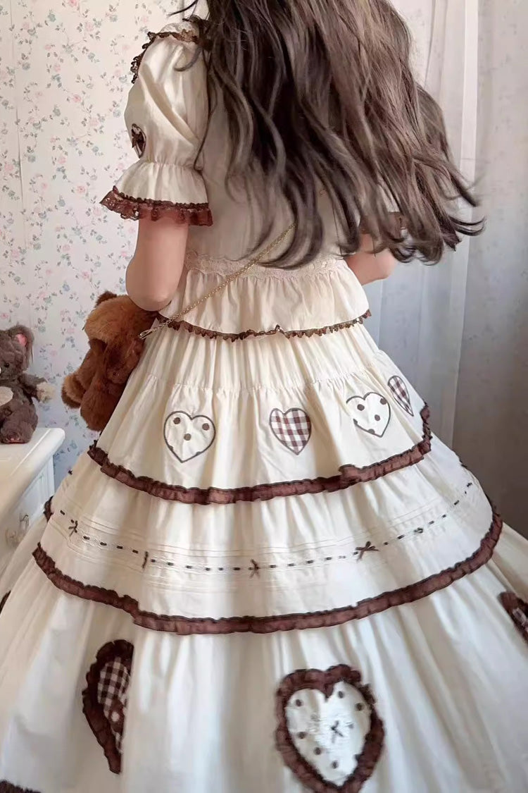 Ruffled Lolita Skirt - Lovely Heart, Ivory, Layered, Sweet Style, Bow Detail - additional product view 8