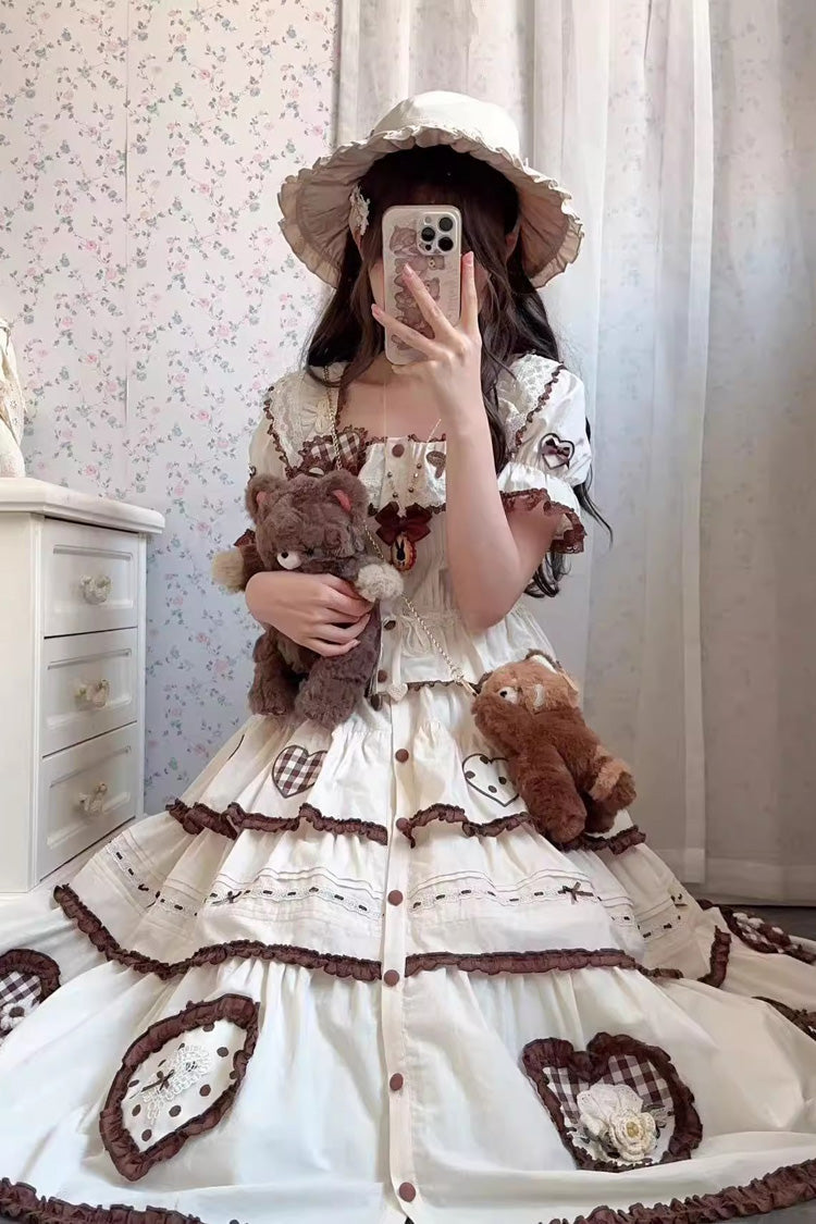 Ruffled Lolita Skirt - Lovely Heart, Ivory, Layered, Sweet Style, Bow Detail - additional product view 9