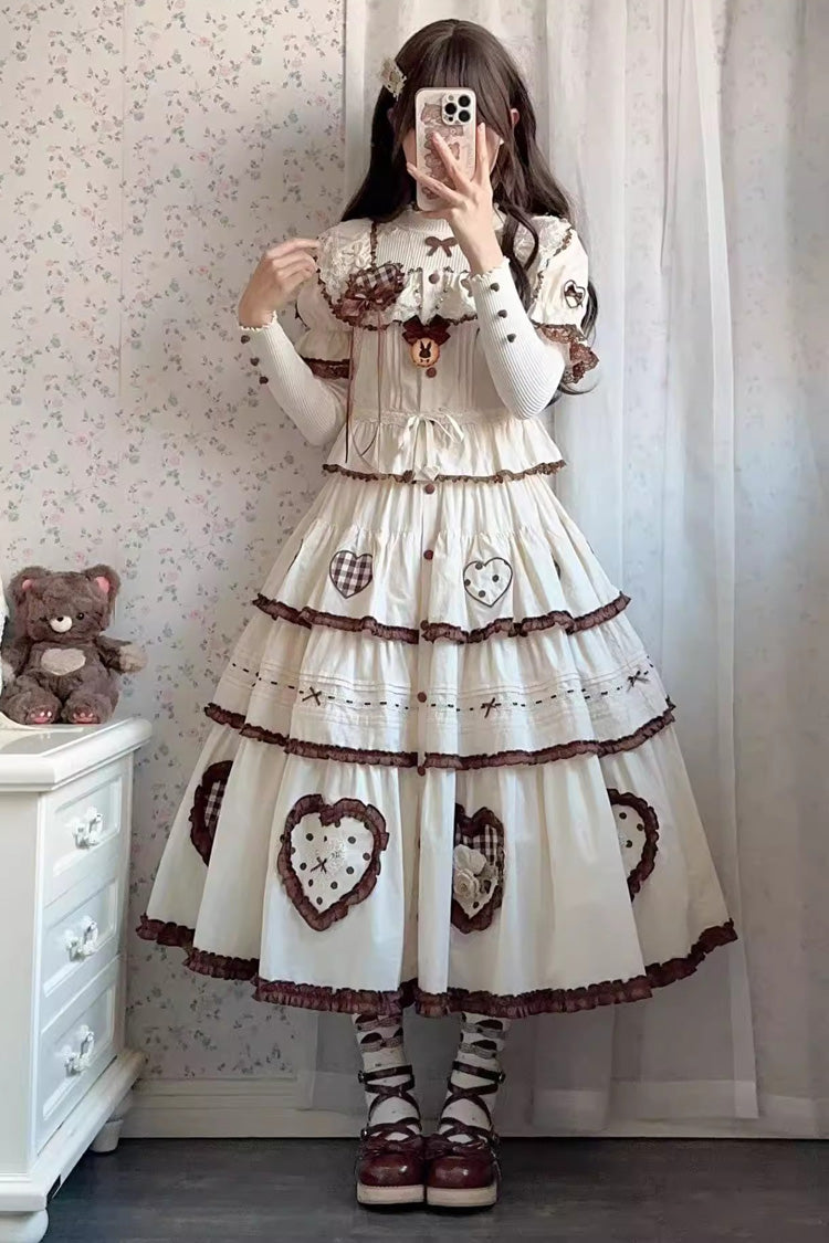 Ruffled Lolita Skirt - Lovely Heart, Ivory, Layered, Sweet Style, Bow Detail - additional product view 11