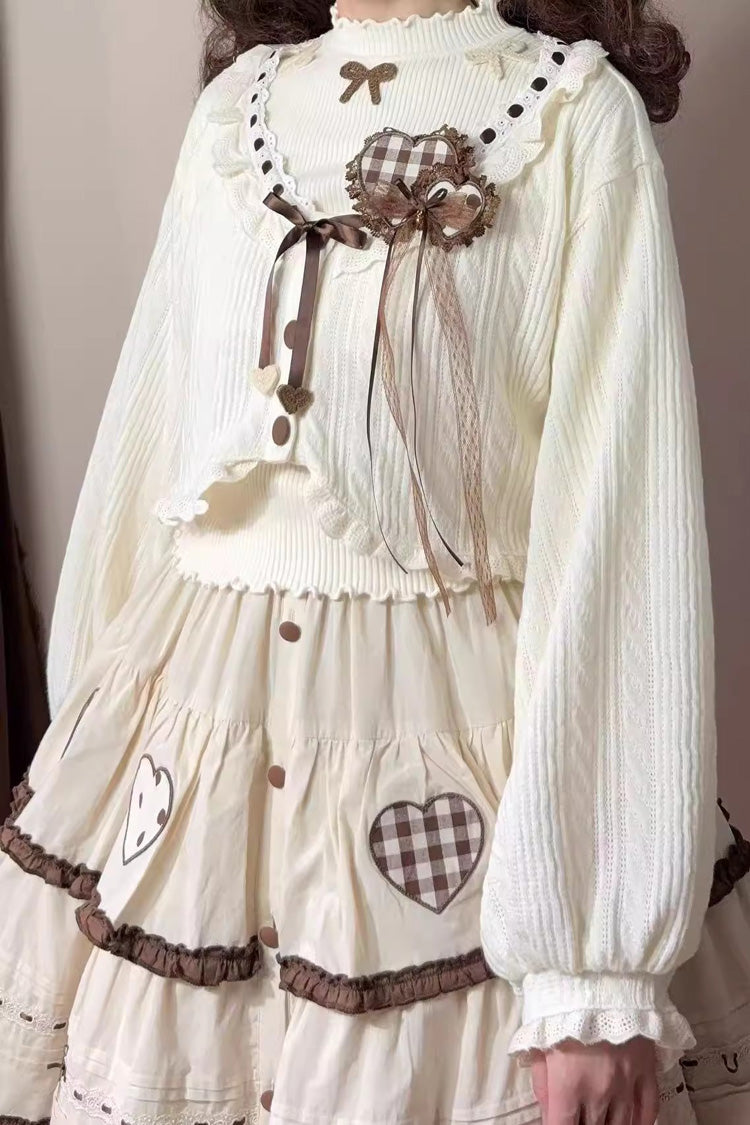 Ruffled Lolita Skirt - Lovely Heart, Ivory, Layered, Sweet Style, Bow Detail - additional product view 13