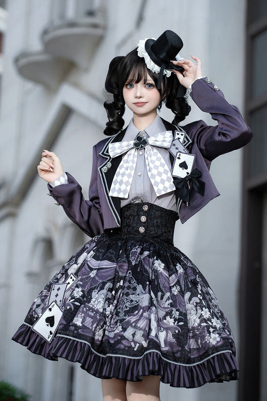 Ruffled Lolita Skirt - Magic Troupe, 2 Colors, Classic Style, Ruffled, Printed - additional product view 2