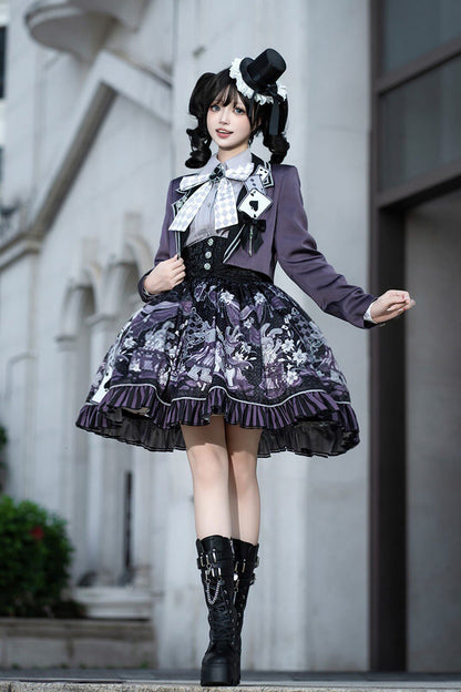 Ruffled Lolita Skirt - Magic Troupe, 2 Colors, Classic Style, Ruffled, Printed - additional product view 3