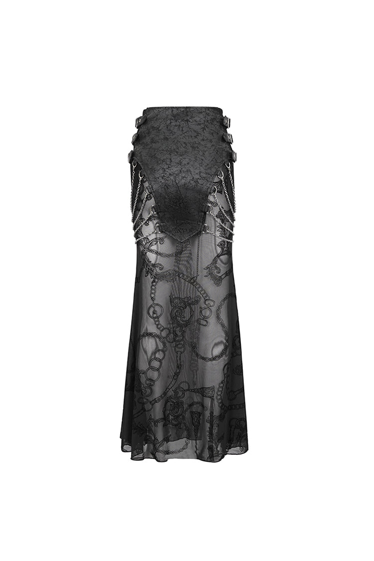 Ruffled Lolita Skirt - Mesh Splice Chain Fishtail, Black, Fishtail Silhouette - additional product view 10