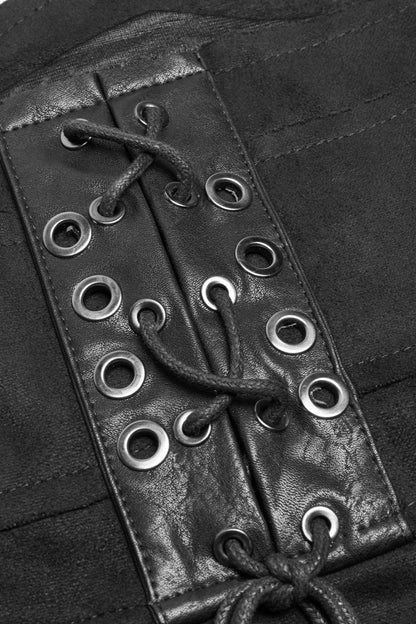 Ruffled Lolita Skirt - Metal Buckle PU Leather Buckle, Black, Long Length, Buckle Detail - additional product view 8