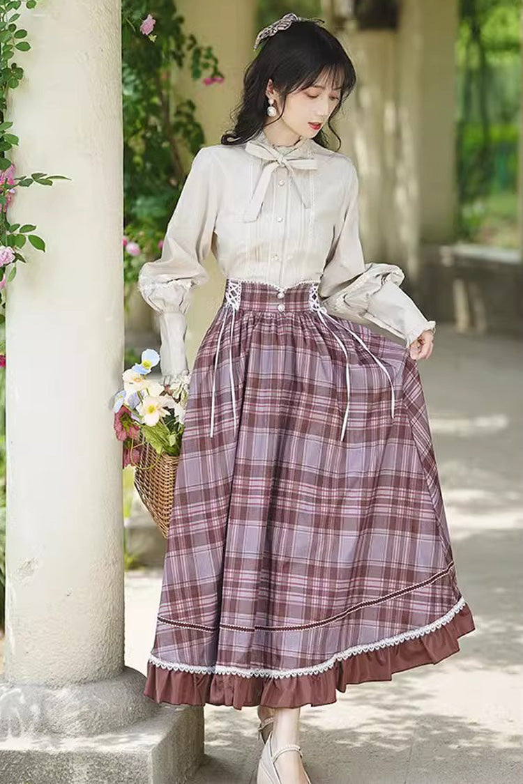 Ruffled Lolita Skirt - Multi-color Plaid Print, Multi-Color, Plaid, Printed, Ruffled - additional product view 2
