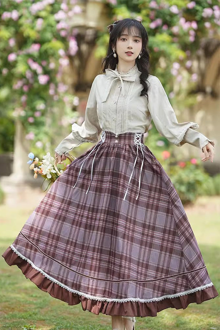 Ruffled Lolita Skirt - Multi-color Plaid Print, Multi-Color, Plaid, Printed, Ruffled - additional product view 3