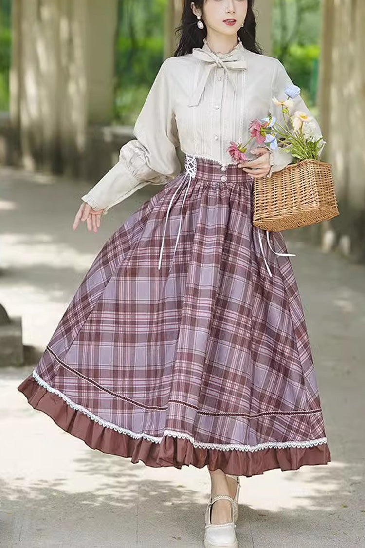 Ruffled Lolita Skirt - Multi-color Plaid Print, Multi-Color, Plaid, Printed, Ruffled - main product image