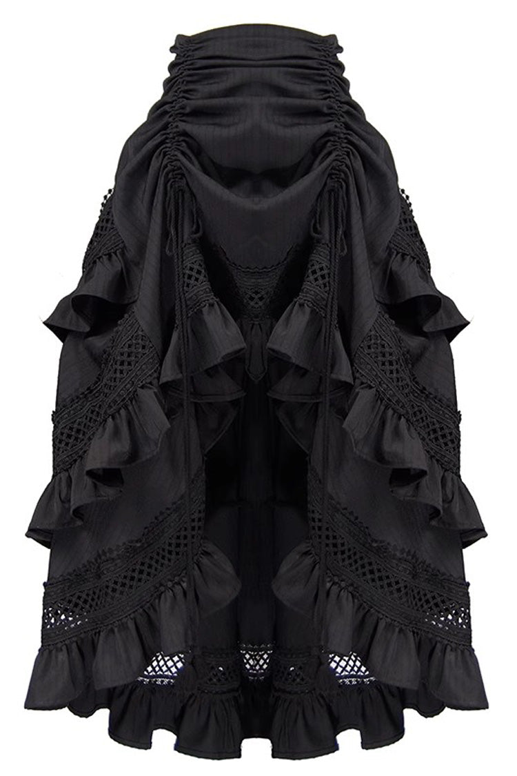Ruffled Lolita Skirt - Multi-layer, Black, Long Length, Punk Style, Ruffled - additional product view 2