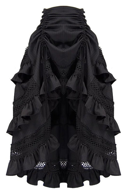 Ruffled Lolita Skirt - Multi-layer, Black, Long Length, Punk Style, Ruffled - additional product view 2