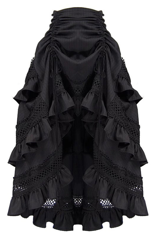 Ruffled Lolita Skirt - Multi-layer, Black, Long Length, Punk Style, Ruffled - additional product view 2