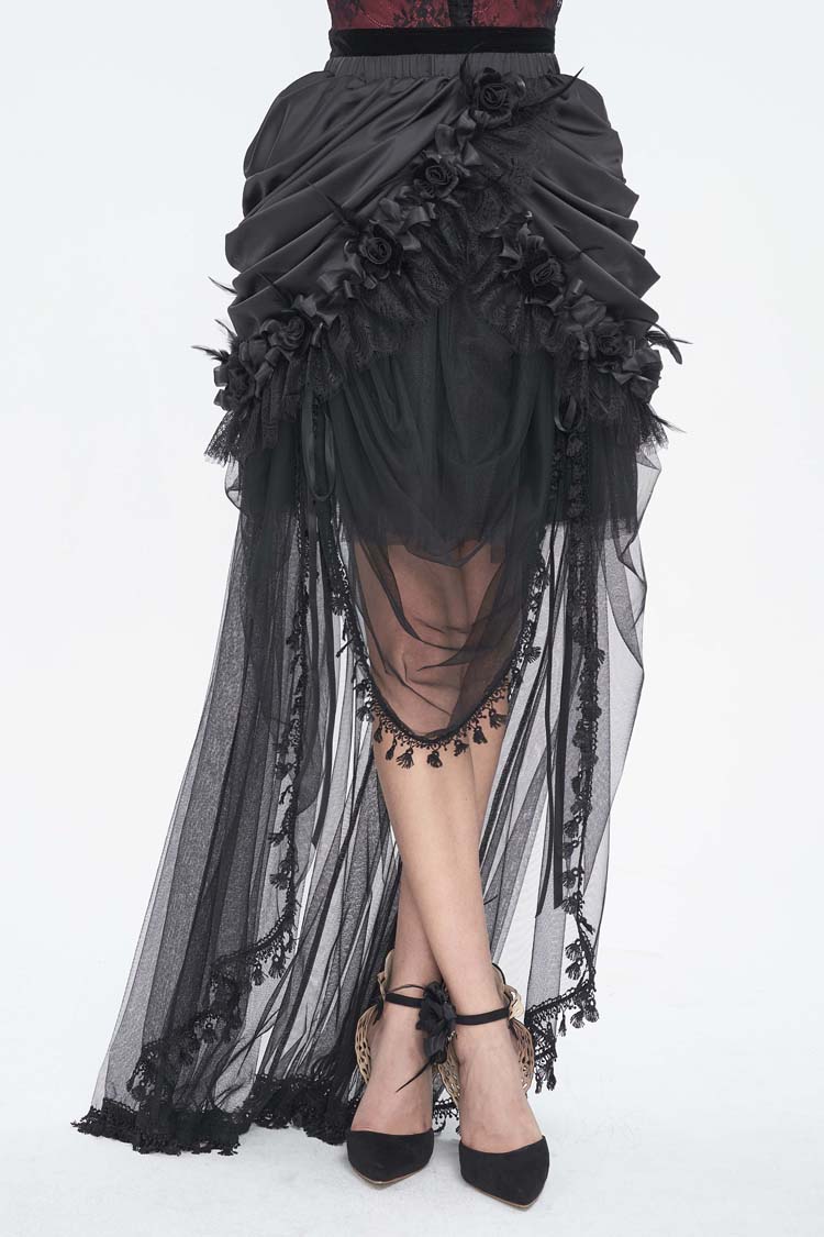 Ruffled Lolita Skirt - Multi-layer Stitching, Black, Women's Style, Gothic Style - additional product view 3