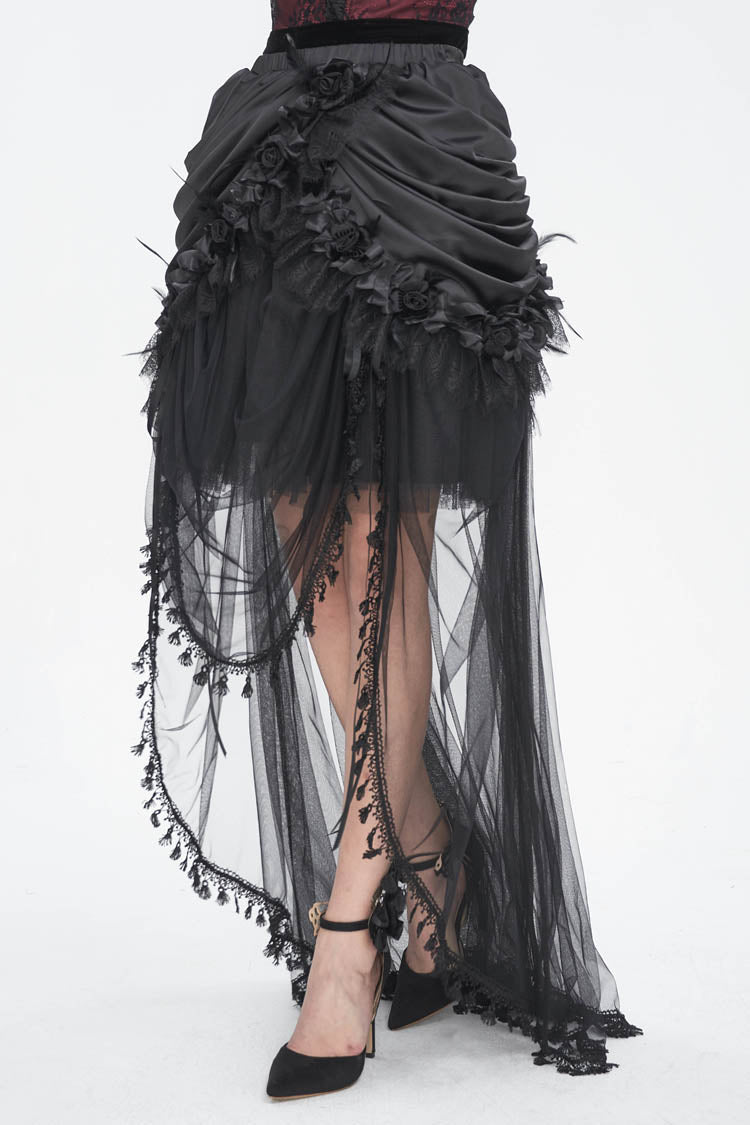 Ruffled Lolita Skirt - Multi-layer Stitching, Black, Women's Style, Gothic Style - additional product view 4
