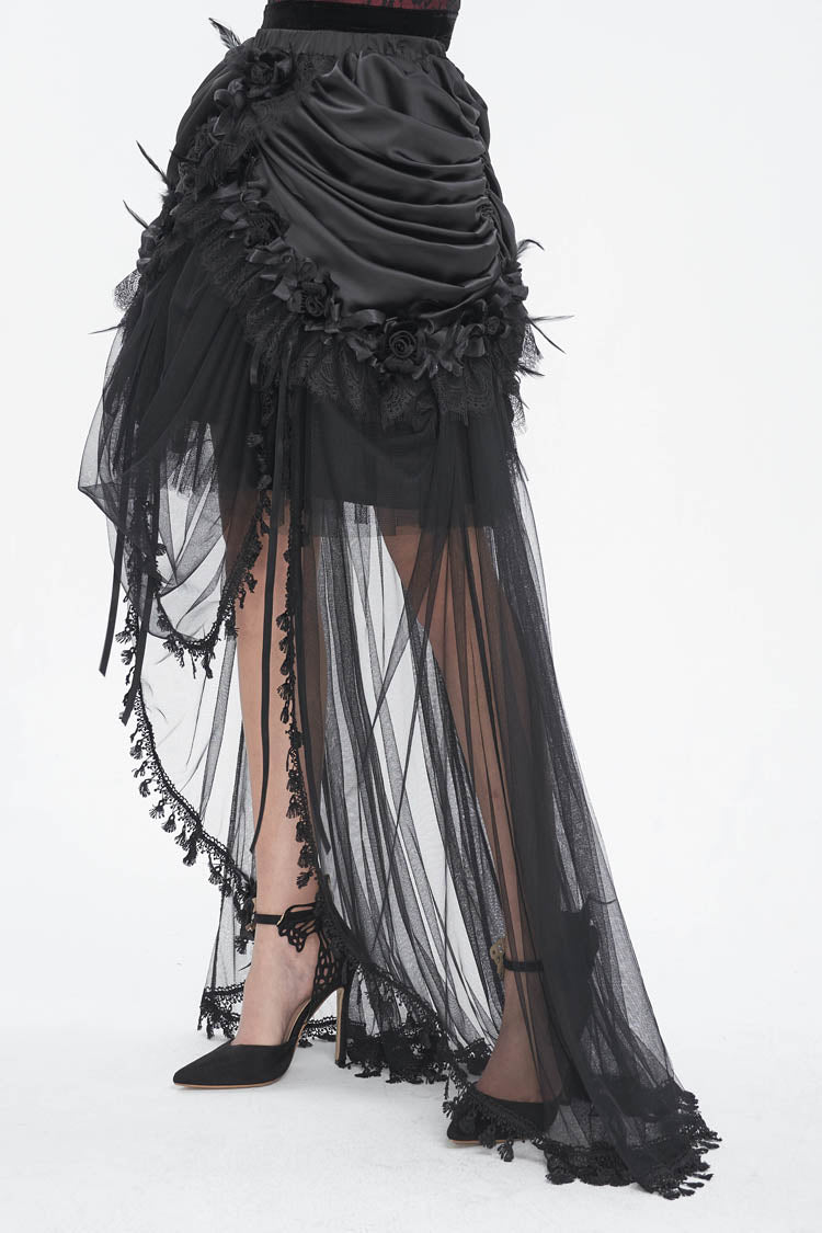 Ruffled Lolita Skirt - Multi-layer Stitching, Black, Women's Style, Gothic Style - additional product view 5