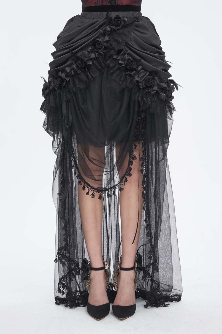Ruffled Lolita Skirt - Multi-layer Stitching, Black, Women's Style, Gothic Style - main product image
