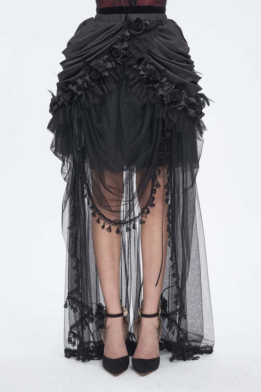 Ruffled Lolita Skirt - Multi-layer Stitching, Black, Women's Style, Gothic Style - main product image