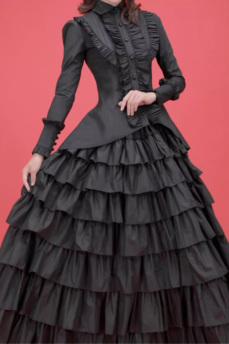 Ruffled Lolita Skirt - Multi-layered, Black, Ruffled, Gothic Style - additional product view 2