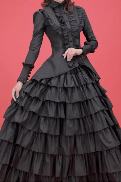 Ruffled Lolita Skirt - Multi-layered, Black, Ruffled, Gothic Style - additional product view 2