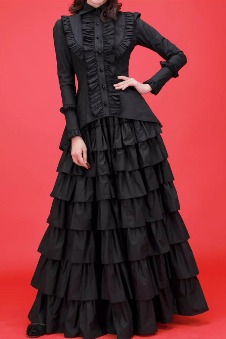 Ruffled Lolita Skirt - Multi-layered, Black, Ruffled, Gothic Style - additional product view 3
