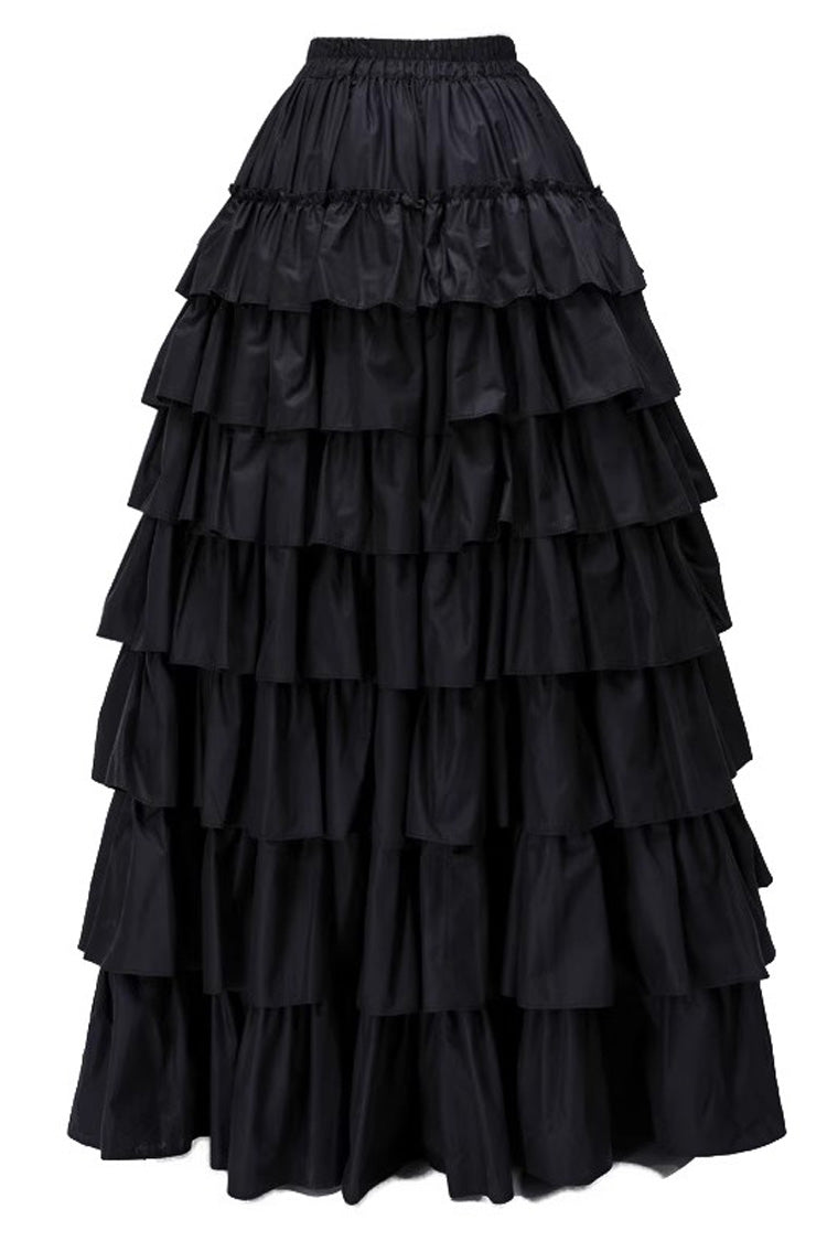 Ruffled Lolita Skirt - Multi-layered, Black, Ruffled, Gothic Style - main product image
