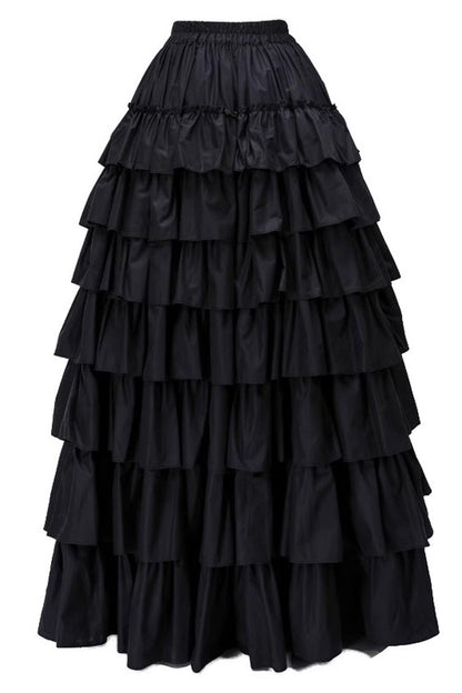 Ruffled Lolita Skirt - Multi-layered, Black, Ruffled, Gothic Style - main product image