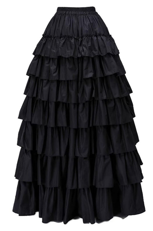 Ruffled Lolita Skirt - Multi-layered, Black, Ruffled, Gothic Style - main product image