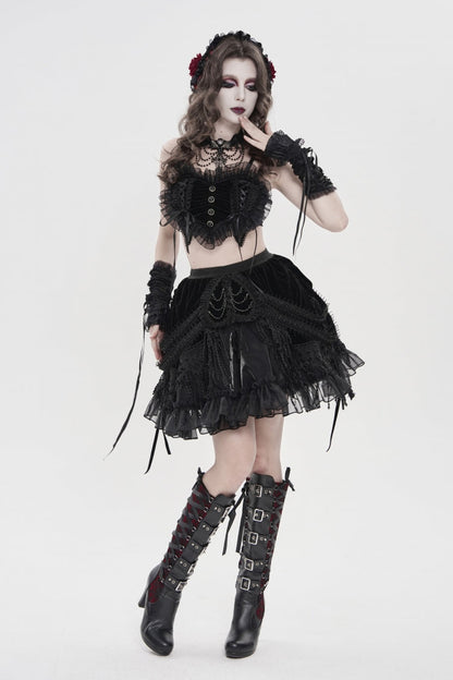 Ruffled Lolita Skirt - Multi-layered Tassels, Black, Women's Style, Gothic Style - additional product view 2