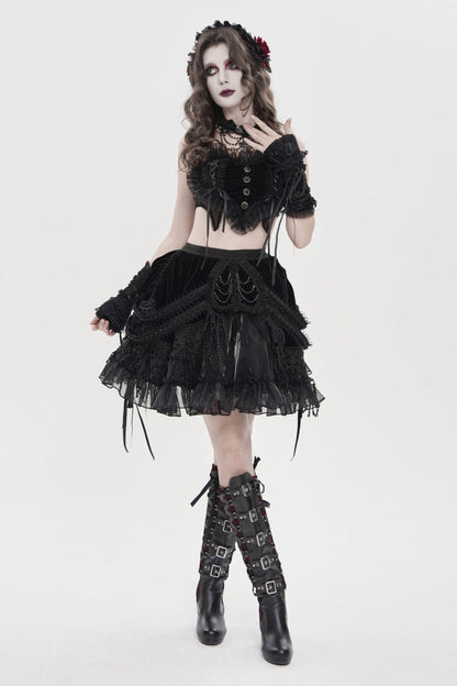 Ruffled Lolita Skirt - Multi-layered Tassels, Black, Women's Style, Gothic Style - additional product view 5