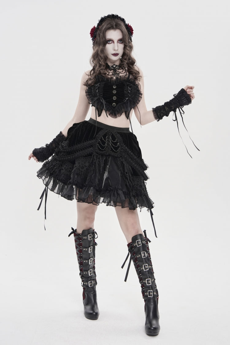 Ruffled Lolita Skirt - Multi-layered Tassels, Black, Women's Style, Gothic Style - additional product view 6