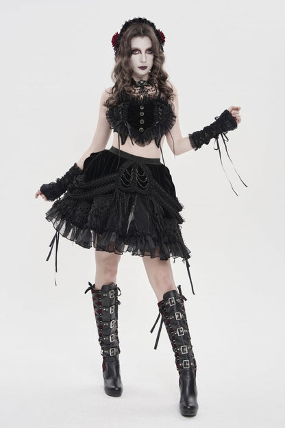 Ruffled Lolita Skirt - Multi-layered Tassels, Black, Women's Style, Gothic Style - additional product view 6