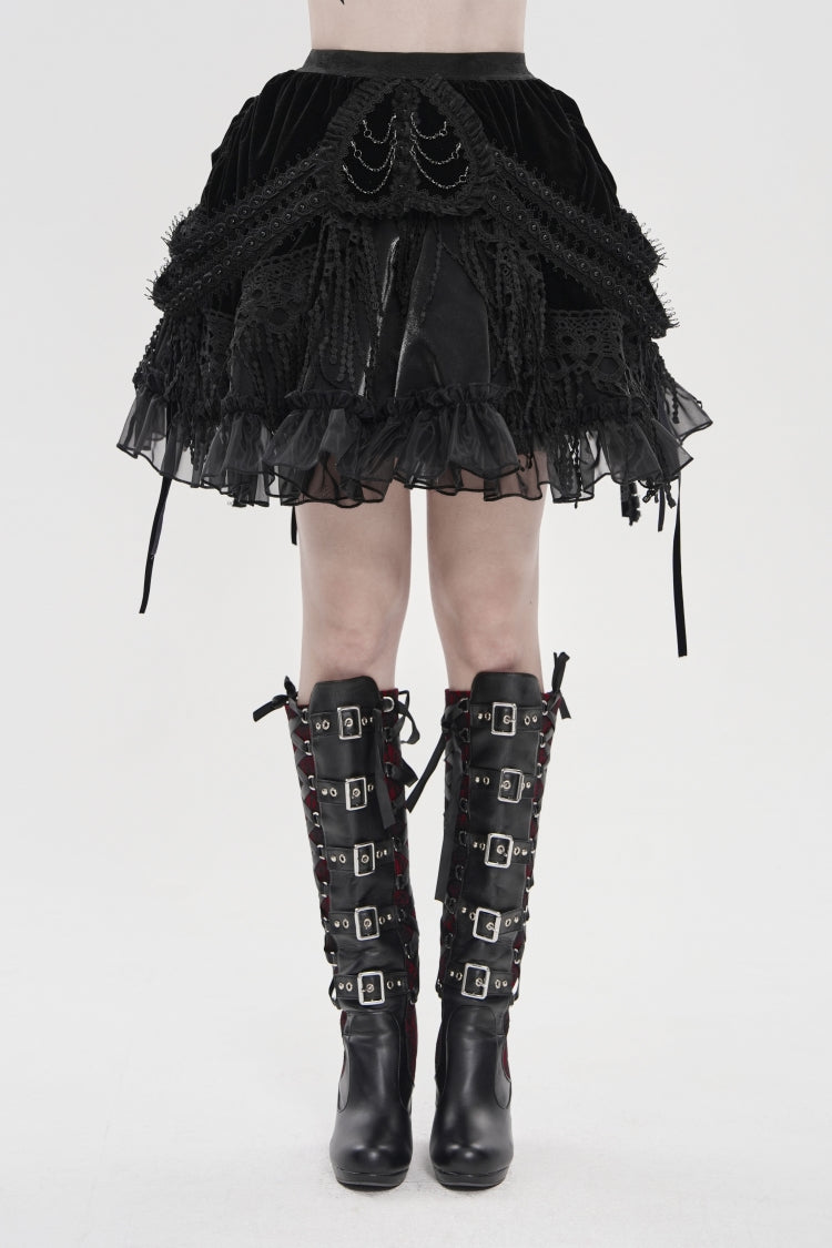 Ruffled Lolita Skirt - Multi-layered Tassels, Black, Women's Style, Gothic Style - additional product view 7