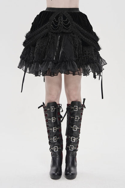 Ruffled Lolita Skirt - Multi-layered Tassels, Black, Women's Style, Gothic Style - additional product view 7
