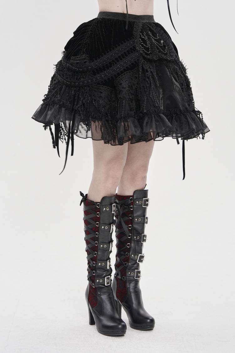Ruffled Lolita Skirt - Multi-layered Tassels, Black, Women's Style, Gothic Style - additional product view 8